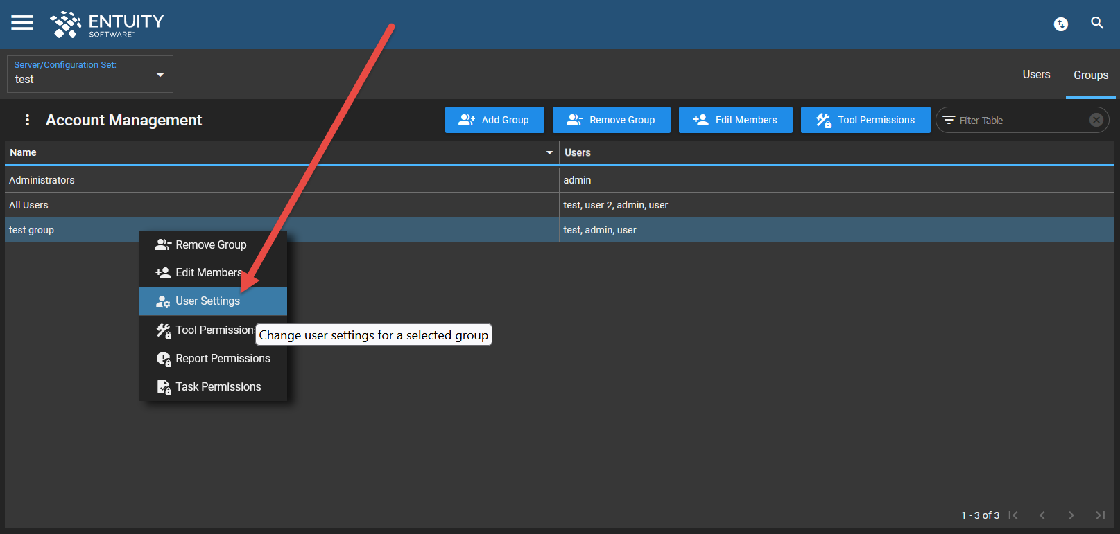 How do I manage user groups and user permissions? – Entuity