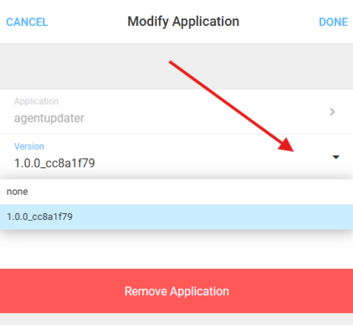 Version dropdown
