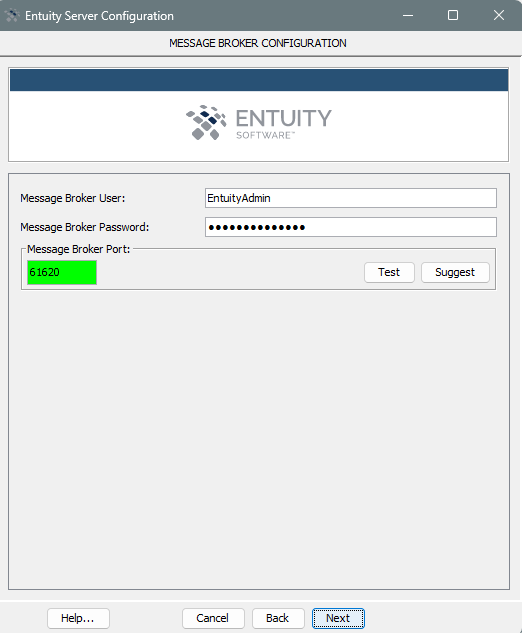 Message Broker Configuration screen