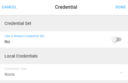 Credential Type dropdown