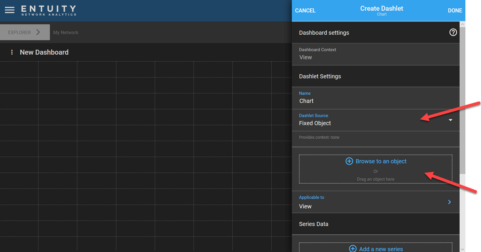Chart dashlet Entuity