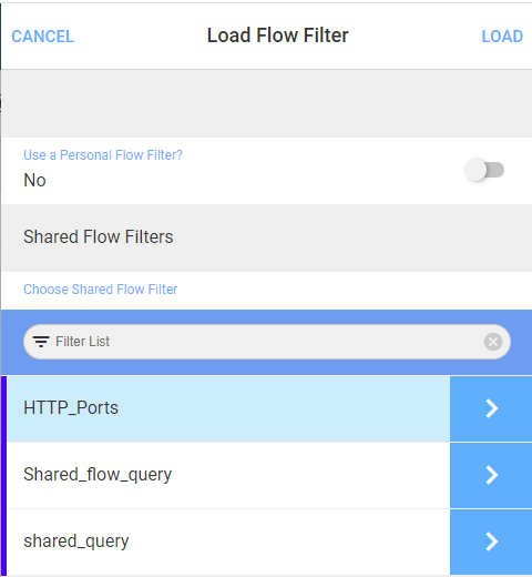 Load Flow Filter form