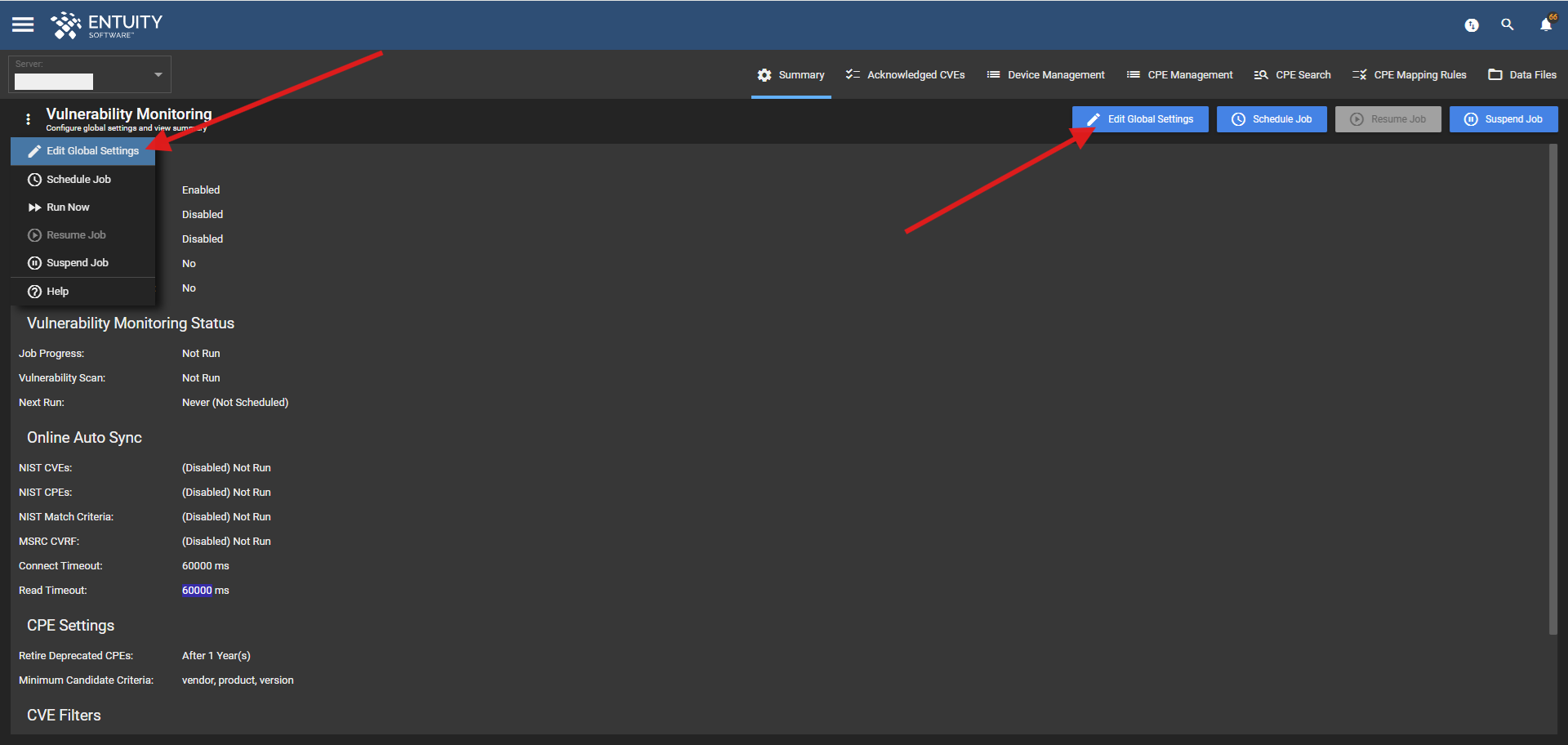 Edit Global Settings