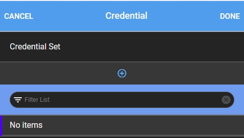 Credential form