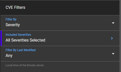 CVE Filters section