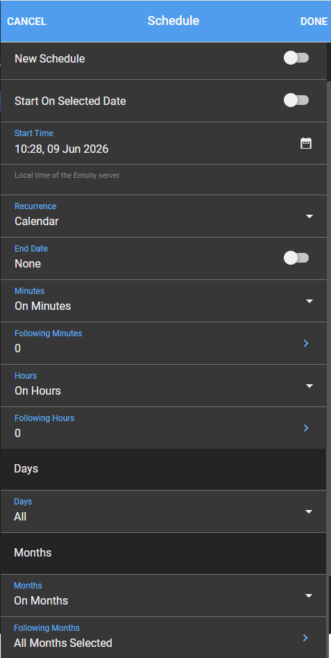 New Schedule option