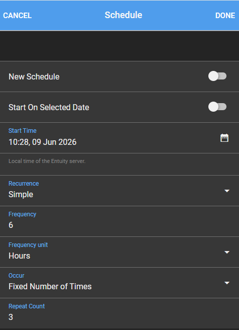 Start date and fields example