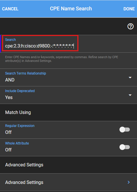 CPE Name Search form