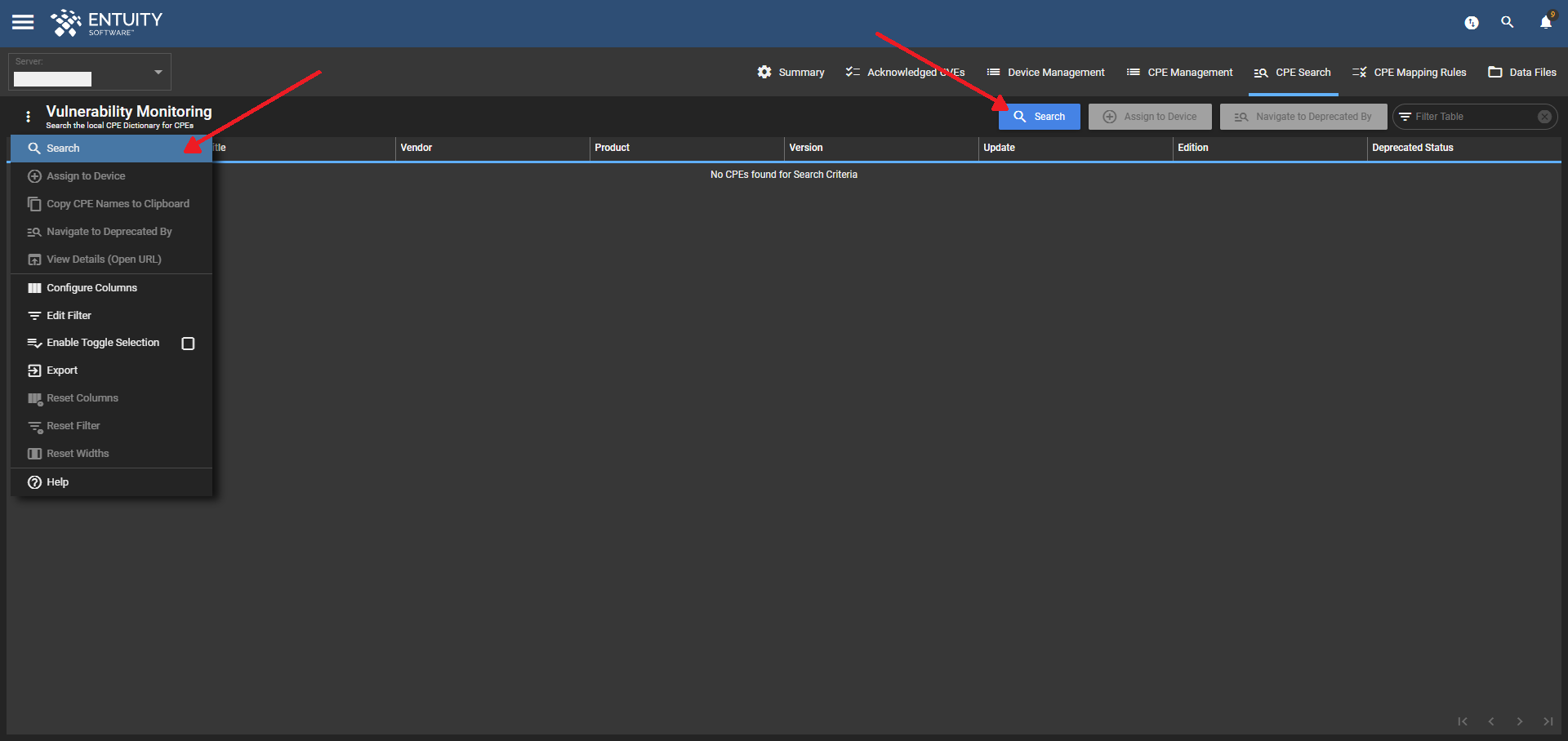 Search options