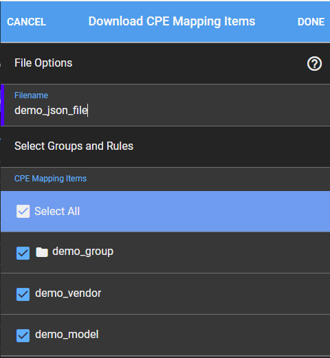 Download CPE Mapping Items form
