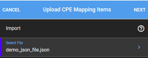 Upload CPE Mapping Items form