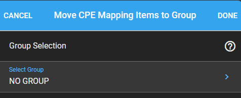 NO GROUP value displayed in the Select Group field