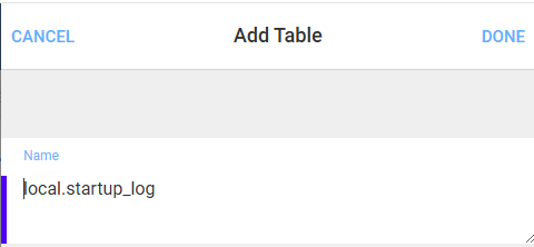 Add Table form