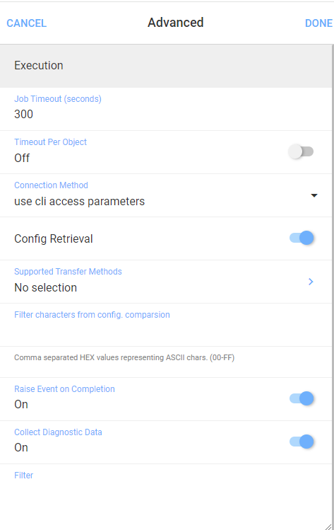 Advanced Settings form