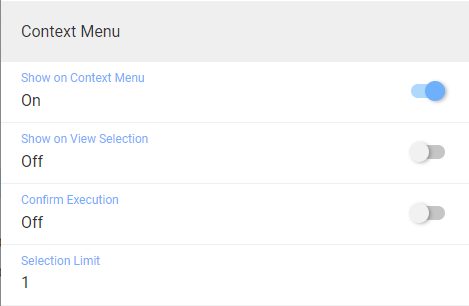 Context Menu portion of the form
