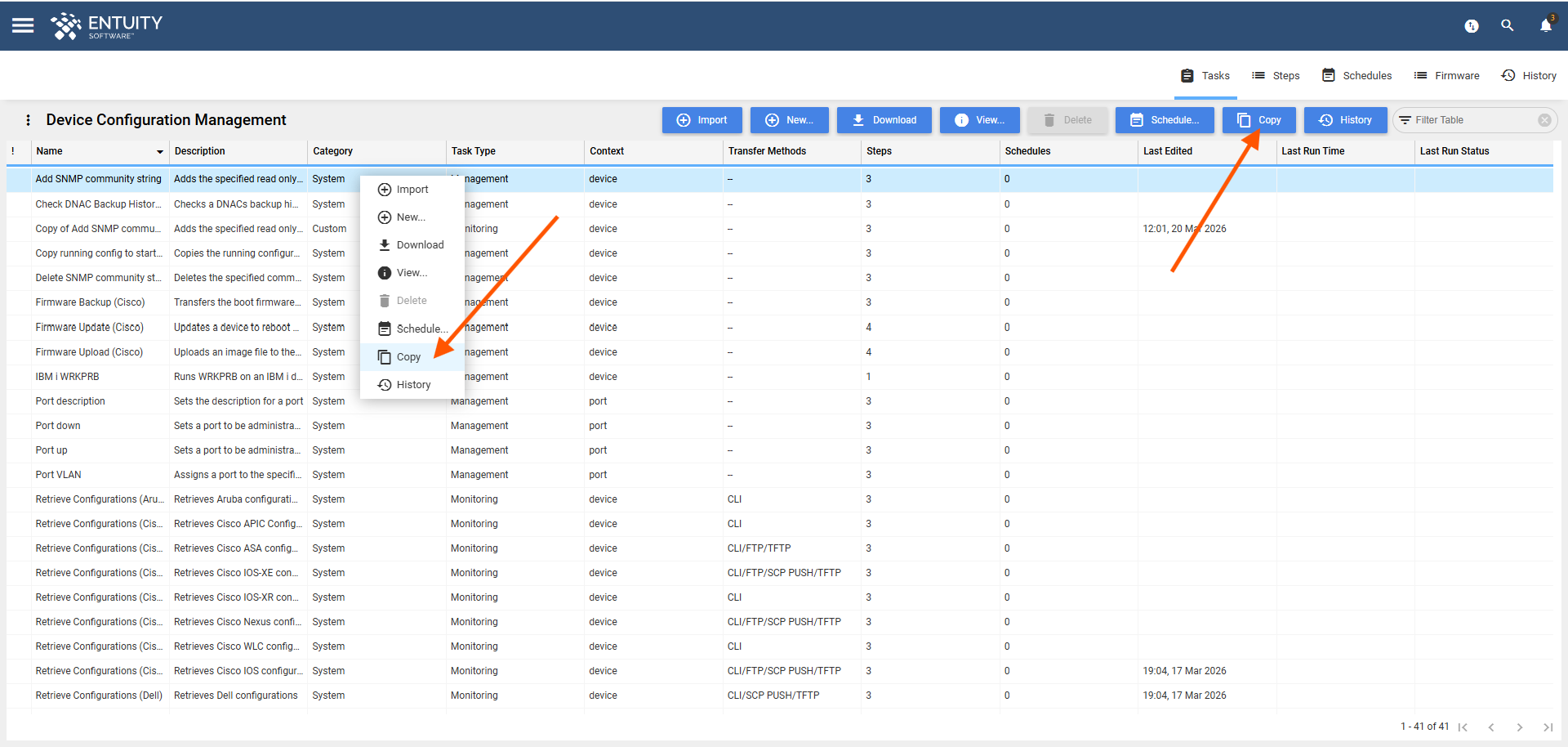 Copy Task options