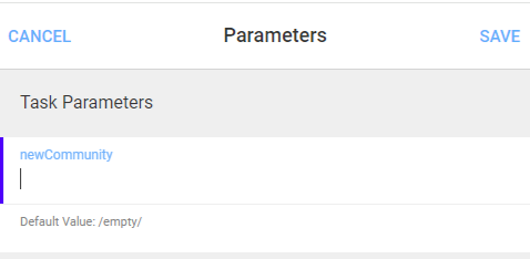 Task Parameters form