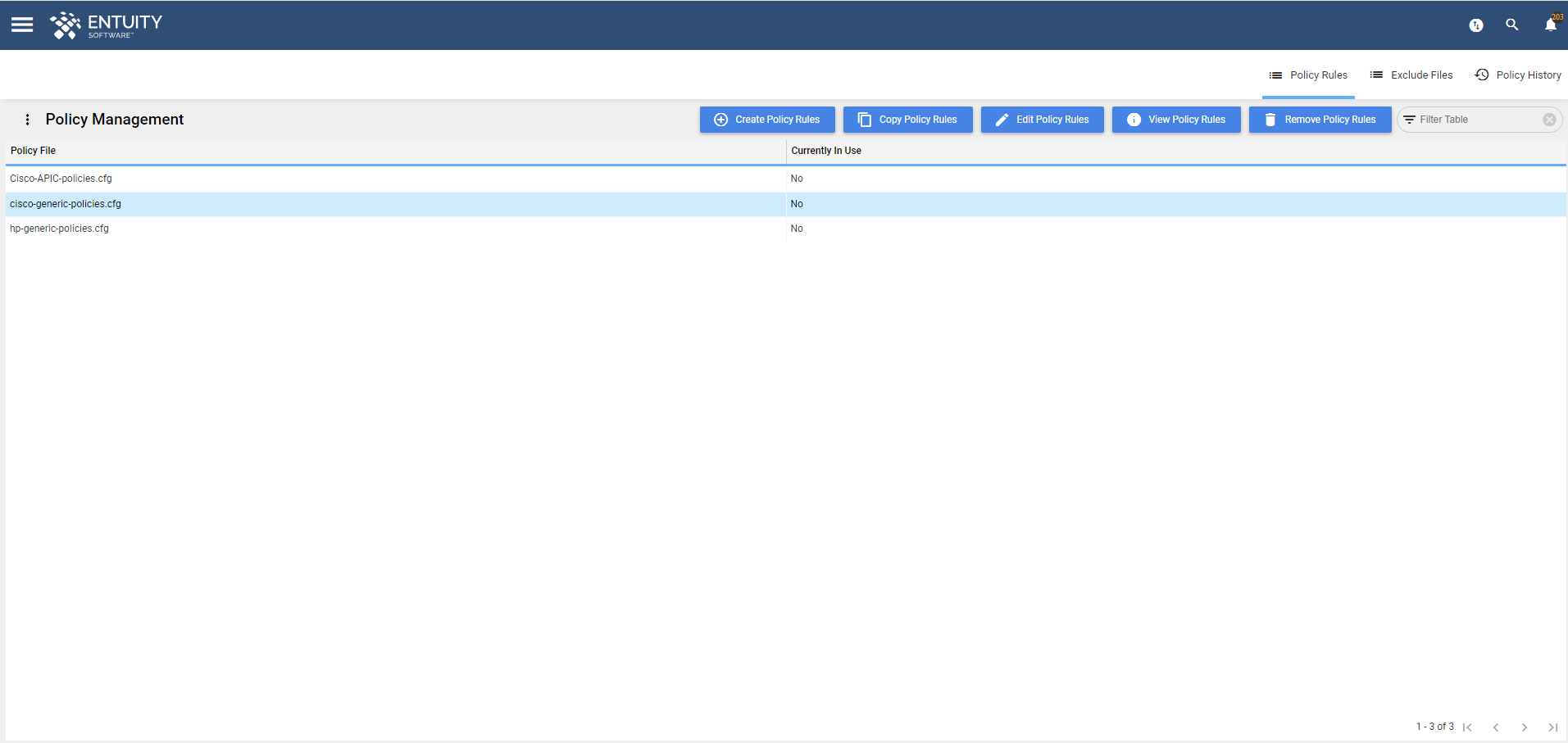 Policy Management page