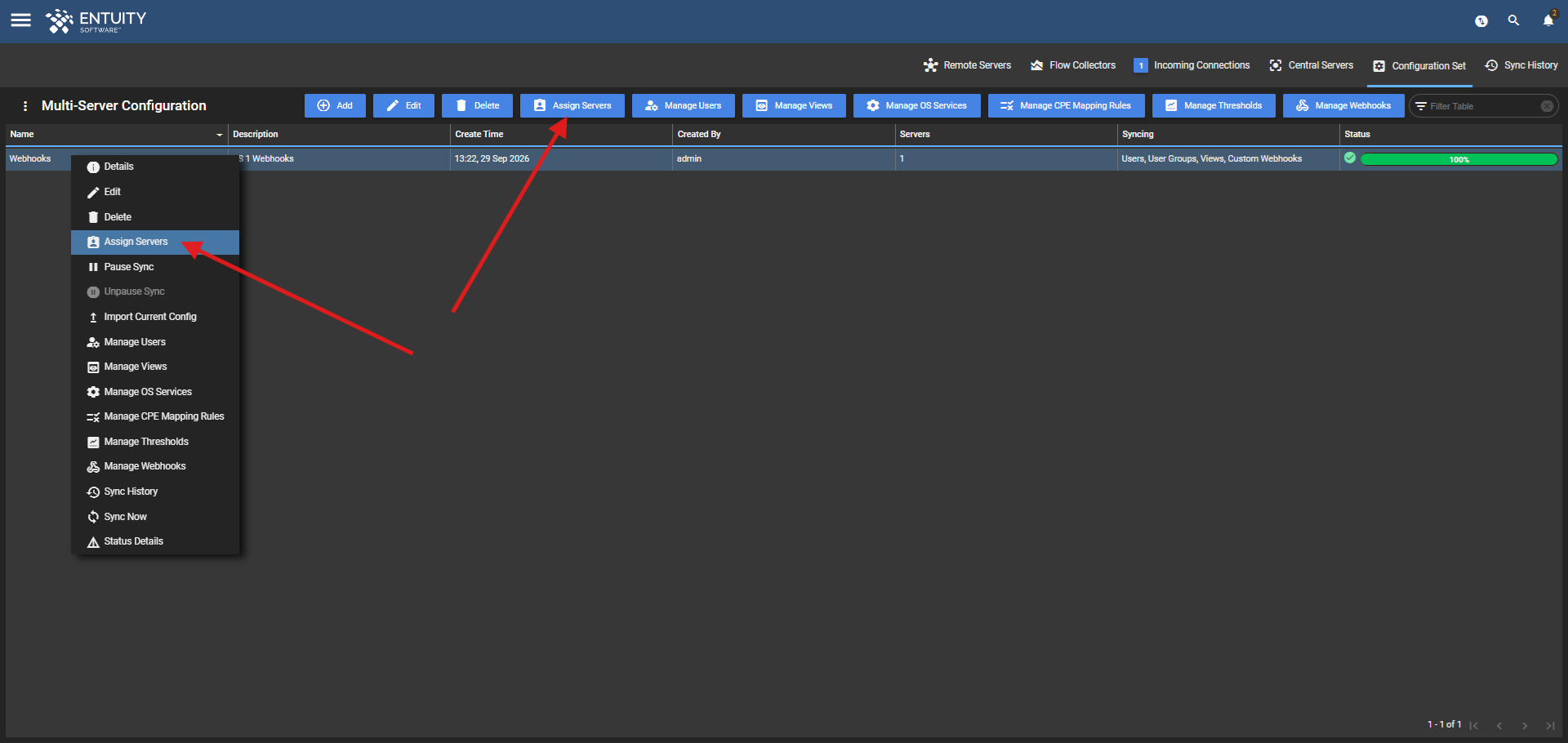 Assign Servers options