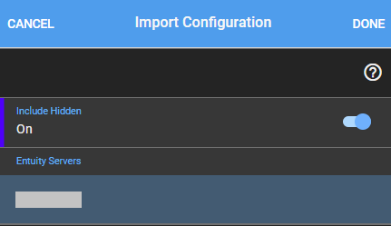 Import Configuration form
