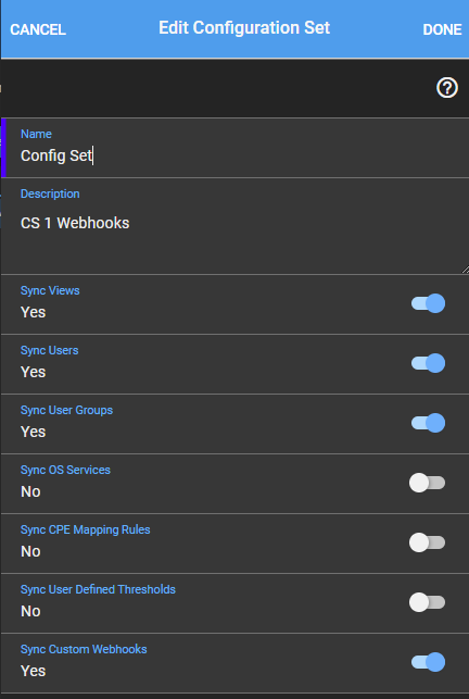 Edit Configuration Set form