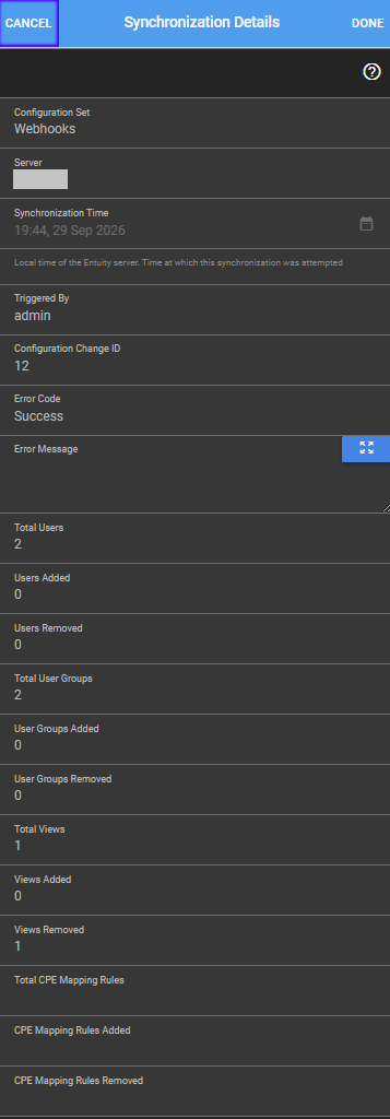 Synchronization Details form