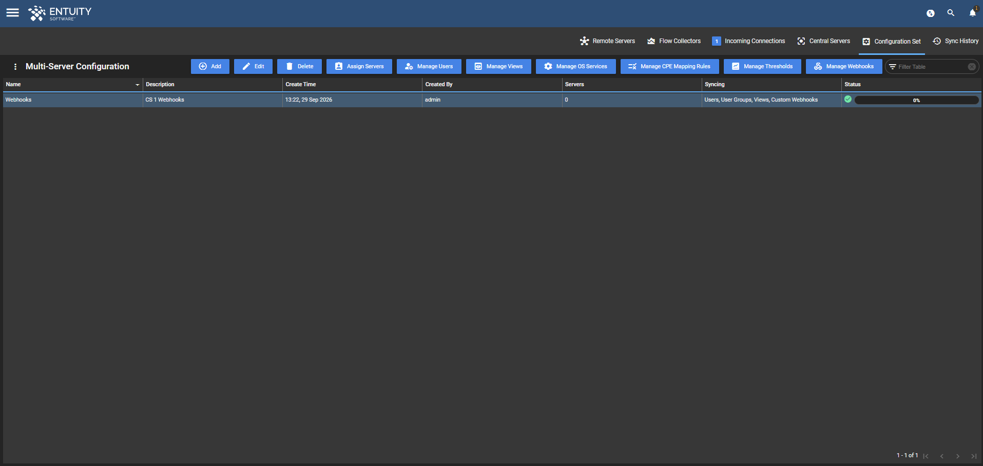 Multi-Server Configuration Set tab