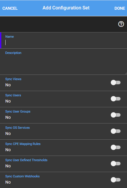 Add Configuration Set form