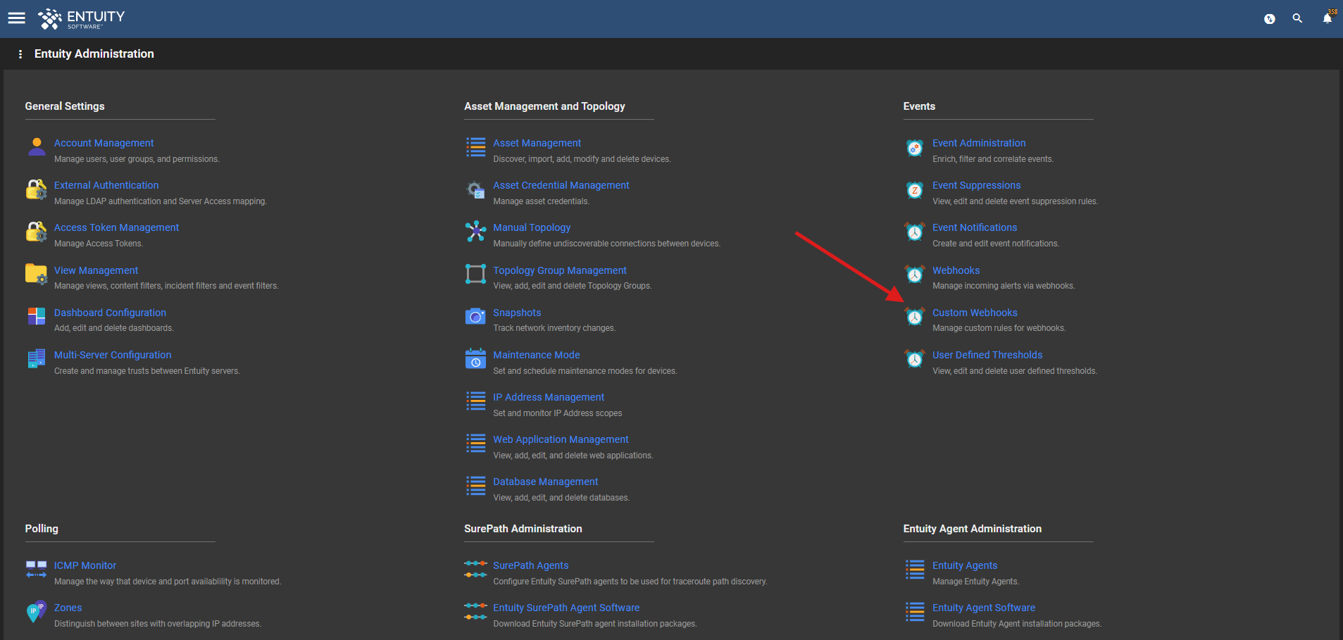 Custom Webhooks on Administration page