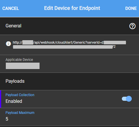Edit Device for Endpoint form