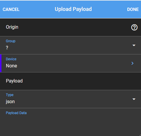 Upload Payload form
