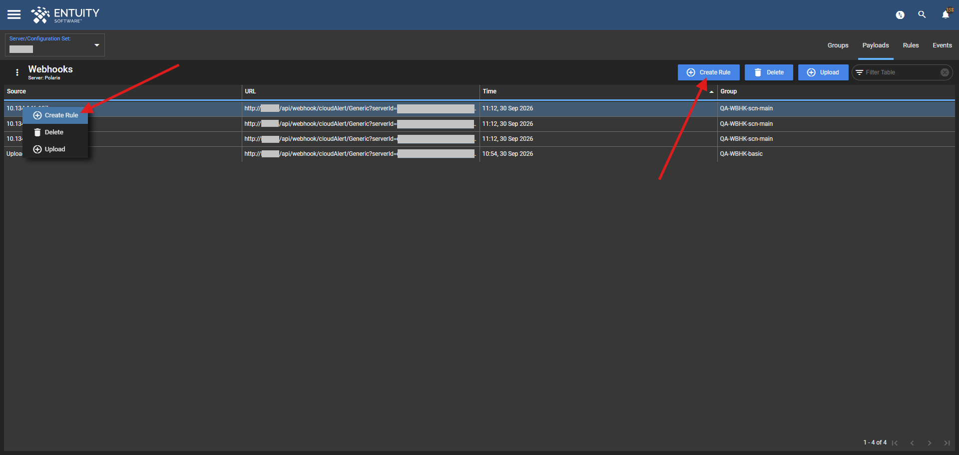 Create Rule options
